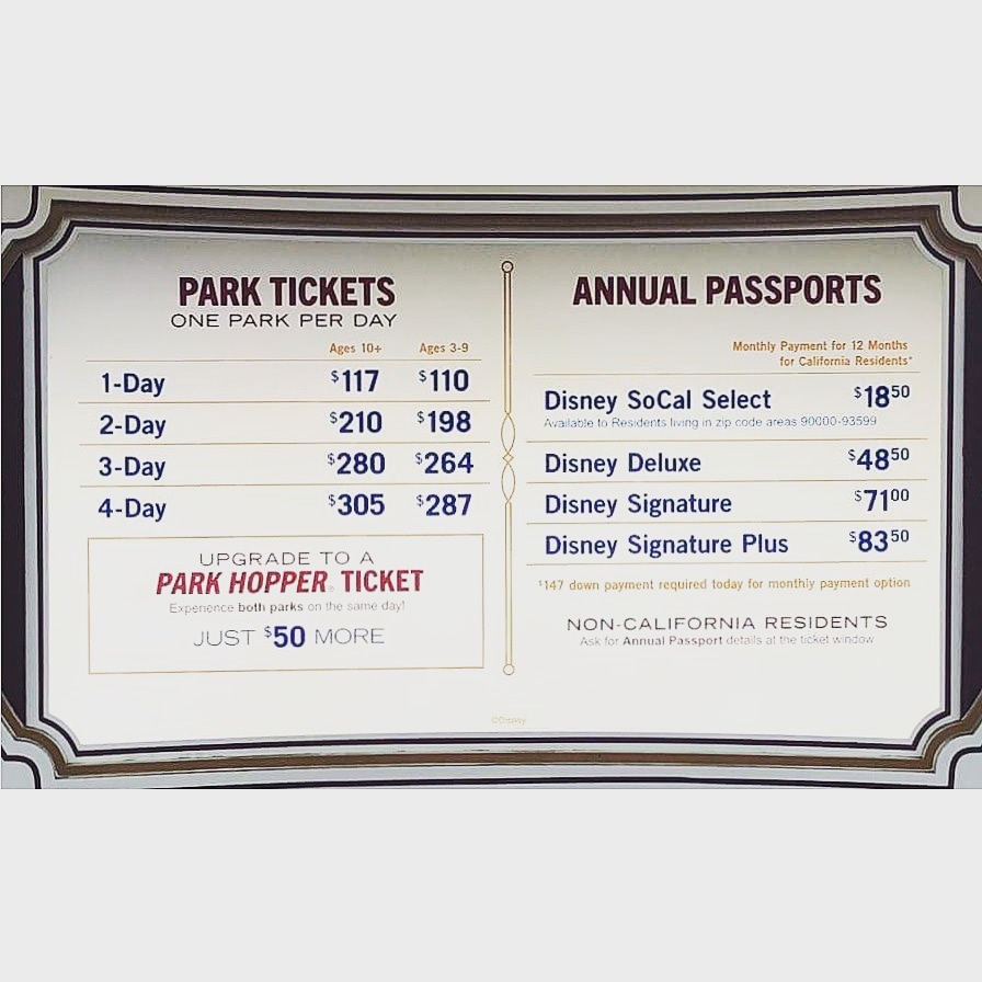 New Ticket Prices (2018)
